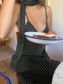 Vestido Espalda Descubierta con Estampado de Lunares