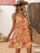 Vestido Mini Casual con Estampado Floral y Tirantes Espaguetis