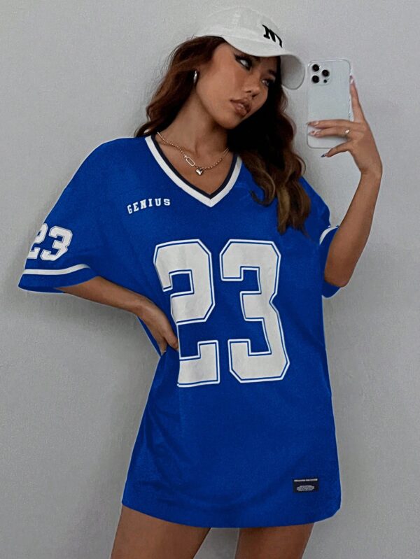 Vestido Casual de Verano con Escote en V y Estampado de Letras y Números - Image 41