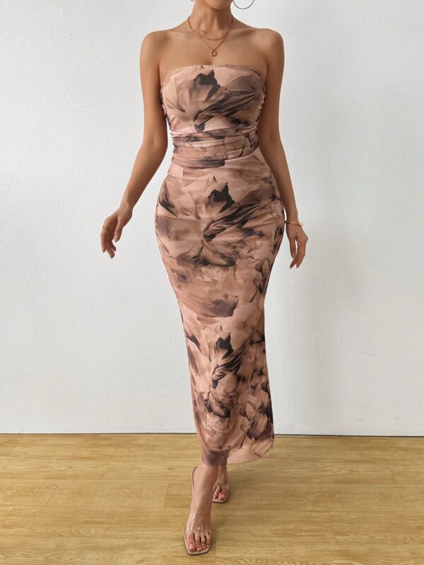 Vestido Strapless Tie Dye con Abertura Lateral y Ruched - Image 21