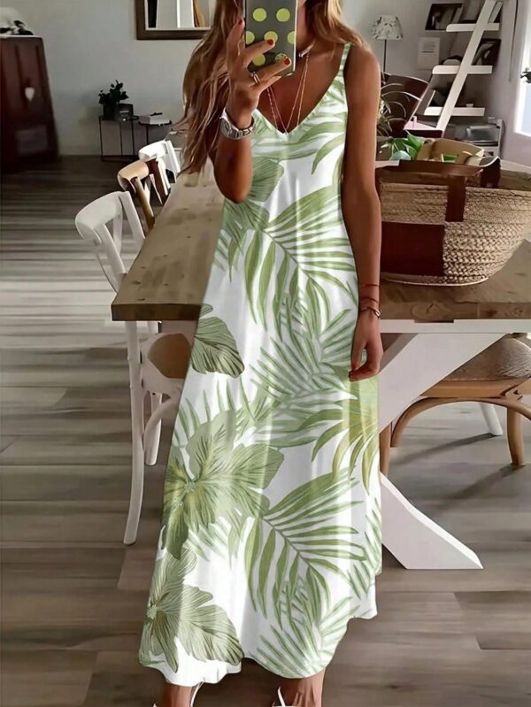 Vestido Casual Estampado Botánico sin Mangas - Image 11