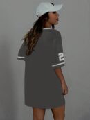 Vestido Casual de Verano con Escote en V y Estampado de Letras y Números