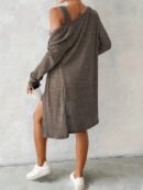 Conjunto de Vestido y Chaqueta en Tejido de Punto Azul