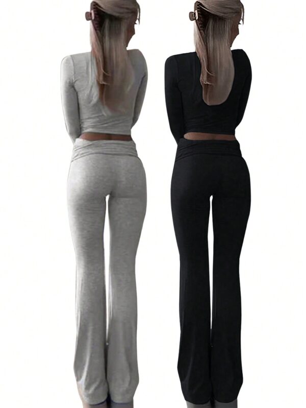 Conjunto Casual de Top Ajustado y Pantalones Acampanados - Image 11