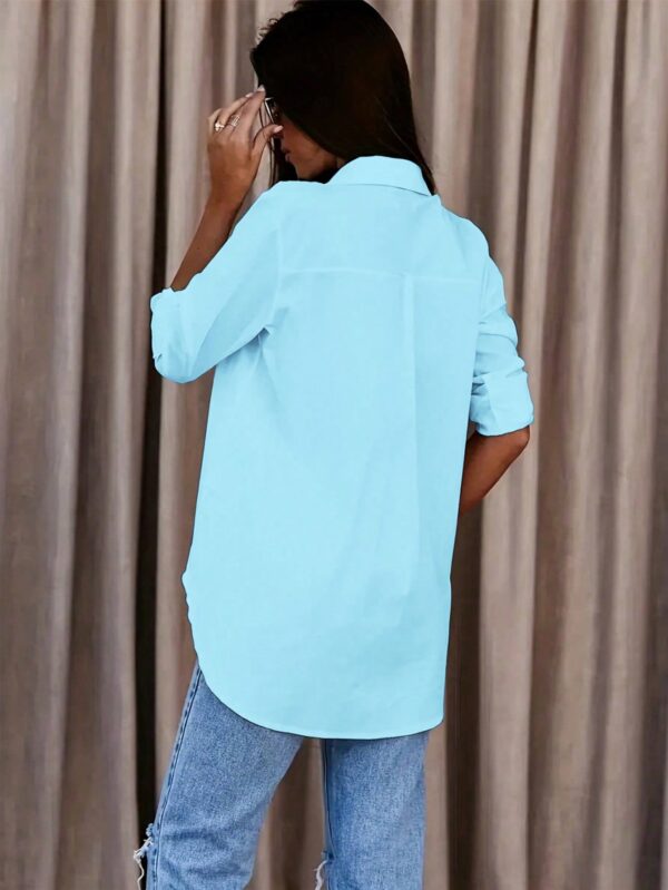 Camisa Casual de Manga Larga con Botones y Cuello en V - Image 34