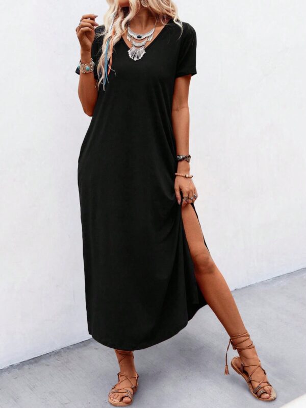 Vestido Casual de Mujer con Bolsillo Diagonal y Abertura - Image 5