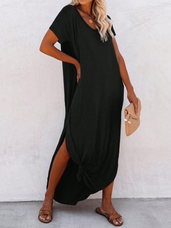 Vestido Casual de Mujer con Bolsillo Diagonal y Abertura - Image 6