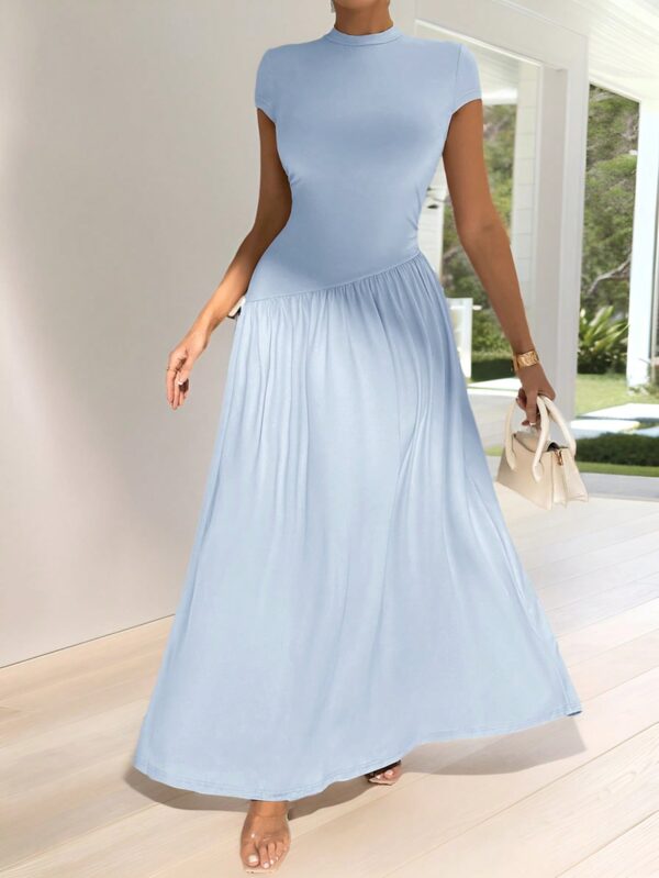 Vestido Midi Asimétrico A-Line Elegante y Simple con Cuello Alto - Image 54