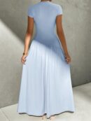 Vestido Midi Asimétrico A-Line Elegante y Simple con Cuello Alto