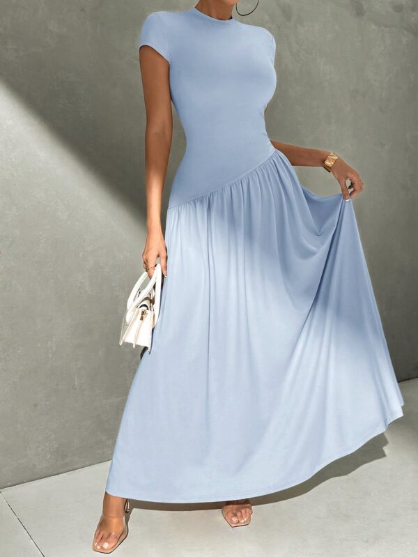 Vestido Midi Asimétrico A-Line Elegante y Simple con Cuello Alto - Image 56