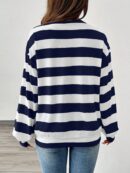 Sweatshirt Casual con Cuello Ancho y Rayas, Manga Larga