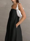Vestido Largo Casual en Color Sólido con Bolsillos