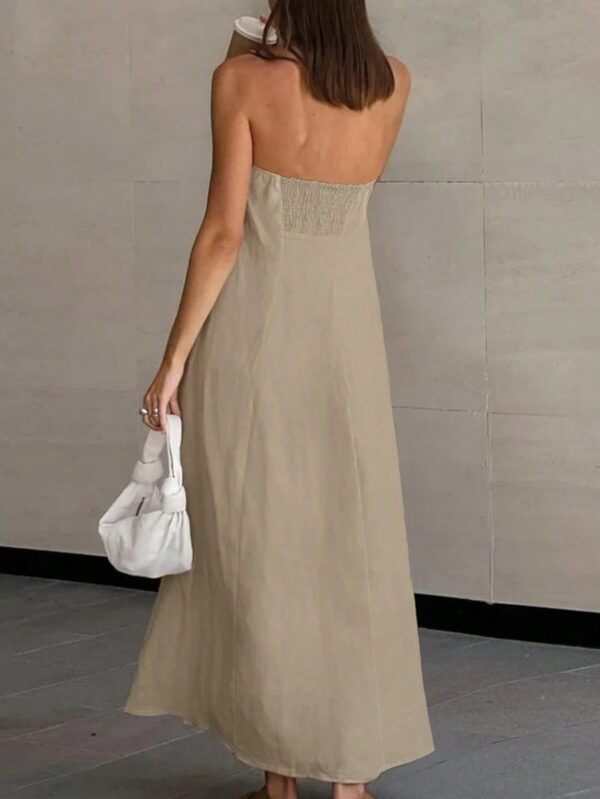 Vestido Largo Casual en Color Sólido con Bolsillos - Image 14