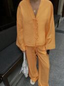 Set Casual de Pantalón Ancho y Top con Lazada Frontal