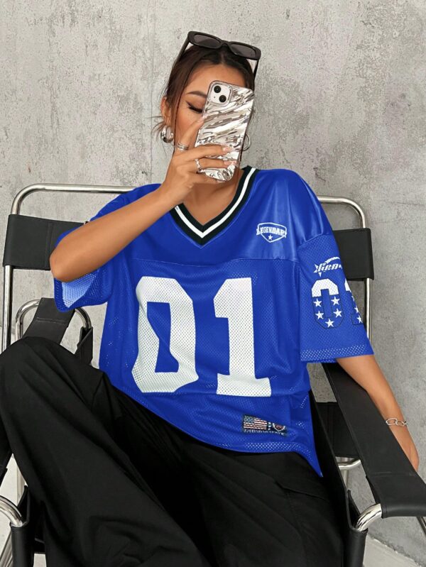 Camiseta Deportiva de Malla con Estampado de Números y Letras - Image 72