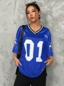 Camiseta Deportiva de Malla con Estampado de Números y Letras