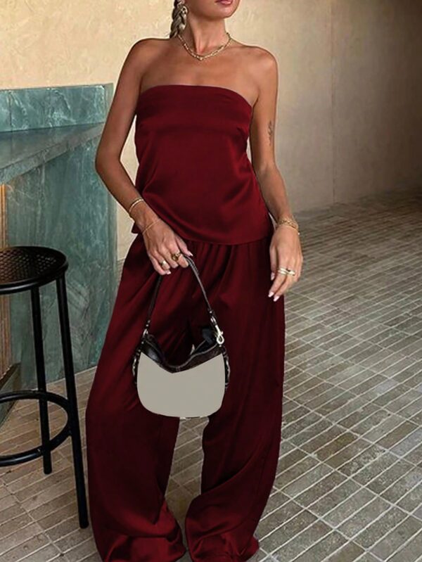 Conjunto Casual de Top Bandeau y Falda en Color Sólido - Image 13