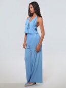 Set de Camisola Plisada y Pantalón Ancho de Textura Suave y Elegante