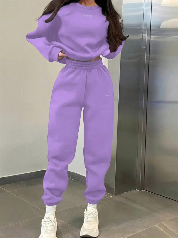 Conjunto Casual de Buzo y Pantalón con Estampado de Letras (2 Piezas) - Image 32