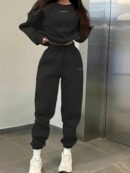 Conjunto Casual de Buzo y Pantalón con Estampado de Letras (2 Piezas)
