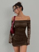 Vestido Bodycon de Encaje con Hombros Descubiertos