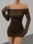 Vestido Bodycon de Encaje con Hombros Descubiertos