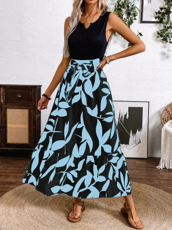 Vestido Estampado de Verano con Cinturón y Detalle de Volantes - Image 19