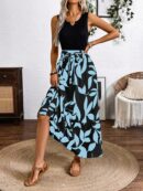 Vestido Estampado de Verano con Cinturón y Detalle de Volantes