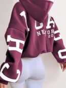 Buzo con Capucha Estampado de Letras, Manga Larga