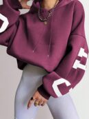 Buzo con Capucha Estampado de Letras, Manga Larga