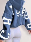 Buzo con Capucha Estampado de Letras, Manga Larga