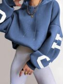 Buzo con Capucha Estampado de Letras, Manga Larga