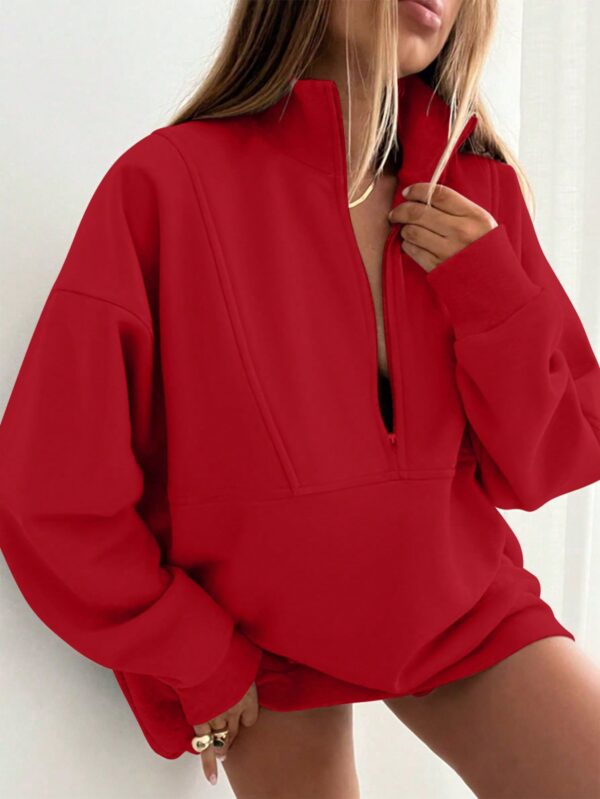 Buzo Cuello Alto con Medio Cierre y Capucha - Estilo Casual - Image 15