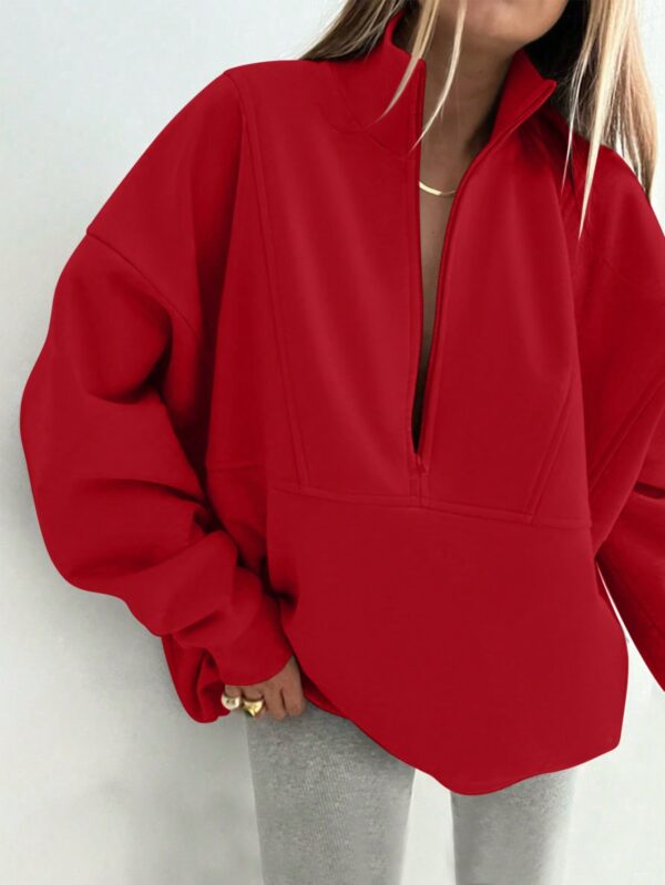 Buzo Cuello Alto con Medio Cierre y Capucha - Estilo Casual - Image 17