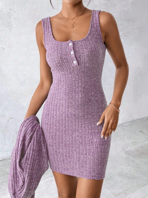 Conjunto de Vestido y Chaqueta en Tejido de Punto Azul - Image 33