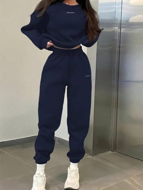Conjunto Casual de Buzo y Pantalón con Estampado de Letras (2 Piezas) - Image 41