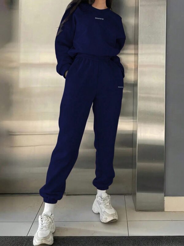 Conjunto Casual de Buzo y Pantalón con Estampado de Letras (2 Piezas) - Image 43