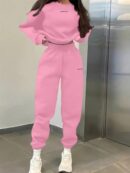 Conjunto Casual de Buzo y Pantalón con Estampado de Letras (2 Piezas)