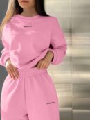 Conjunto Casual de Buzo y Pantalón con Estampado de Letras (2 Piezas)