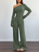 Conjunto Casual de Invierno Asimétrico 2 Piezas: Camiseta y Pantalón Ancho