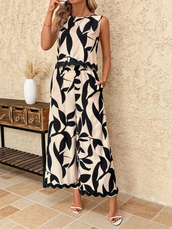 Conjunto Casual Blanco y Negro de Musculosa y Pantalón Ancho - Image 15
