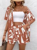 Conjunto Veraniego Casual de Short y Cárdigan Estampado Floral