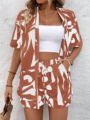 Conjunto Veraniego Casual de Short y Cárdigan Estampado Floral