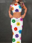 Set de Top y Falda Larga Estampado Floral Casual