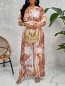 Mono Estampado Floral con Mangas Murciélago y Cinturón