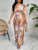 Mono Estampado Floral con Mangas Murciélago y Cinturón