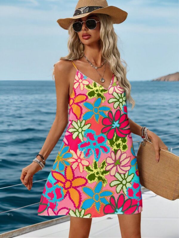 Vestido Mini Casual con Estampado Floral y Tirantes Espaguetis - Image 50