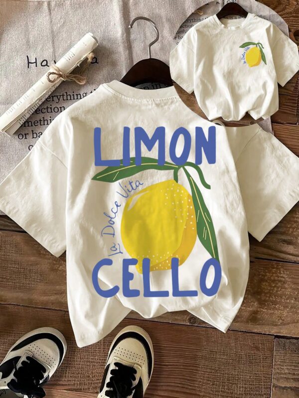 Camiseta Casual con Estampado de Limones y Cuello Redondo - Image 34