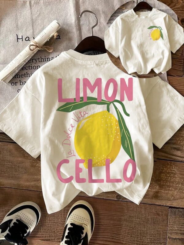 Camiseta Casual con Estampado de Limones y Cuello Redondo - Image 5