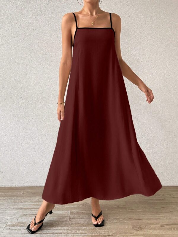 Vestido Largo Playero de Bloques de Color y Espalda Descubierta - Image 14